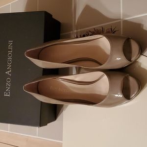Enzo Angiolini patent open toe pumps